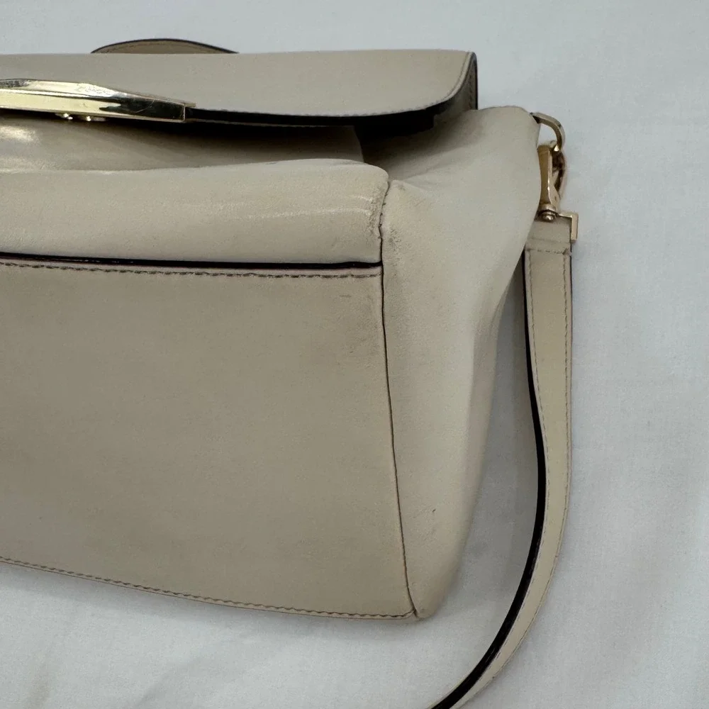 Kate Spade New York Camden Way Palermo Leather Satchel Handbag Beige Leather Bag